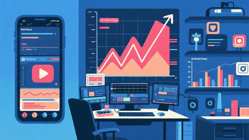 手机竖屏短视频编辑界面与社交平台话题热度上升的视觉呈现